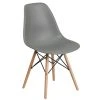 Flash Furniture FH-130-DPP-GY-GG Elon Series Moss Gray Plastic Accent Side Chair With Wood Base