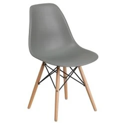 Flash Furniture FH-130-DPP-GY-GG Elon Series Moss Gray Plastic Accent Side Chair With Wood Base