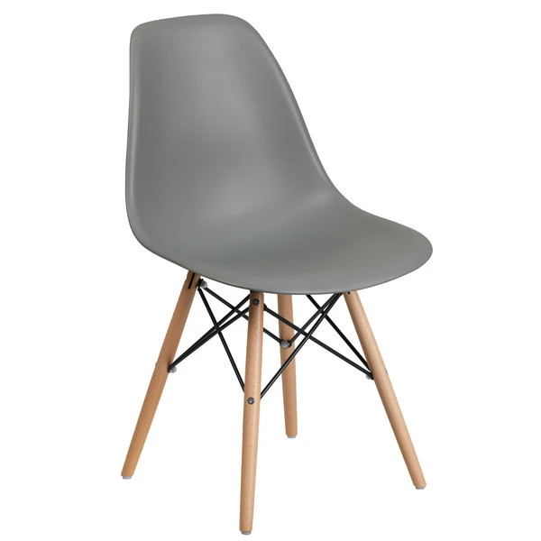 Flash Furniture FH-130-DPP-GY-GG Elon Series Moss Gray Plastic Accent Side Chair With Wood Base 1 Flash Furniture FH-130-DPP-GY-GG Elon Series Moss Gray Plastic Accent Side Chair With Wood Base