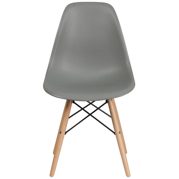 Flash Furniture FH-130-DPP-GY-GG Elon Series Moss Gray Plastic Accent Side Chair With Wood Base 2 Flash Furniture FH-130-DPP-GY-GG Elon Series Moss Gray Plastic Accent Side Chair With Wood Base - Image 2