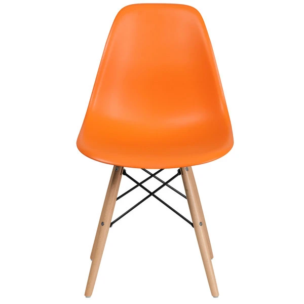 Flash Furniture FH-130-DPP-OR-GG Elon Series Orange Plastic Accent Side Chair With Wood Base 2 Flash Furniture FH-130-DPP-OR-GG Elon Series Orange Plastic Accent Side Chair With Wood Base - Image 2