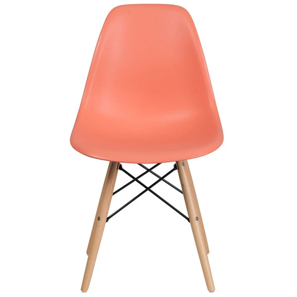 Flash Furniture FH-130-DPP-PE-GG Elon Series Peach Plastic Accent Side Chair With Wood Base 2 Flash Furniture FH-130-DPP-PE-GG Elon Series Peach Plastic Accent Side Chair With Wood Base - Image 2