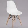 Flash Furniture FH-130-DPP-WH-GG Elon Series White Plastic Accent Side Chair With Wood Base