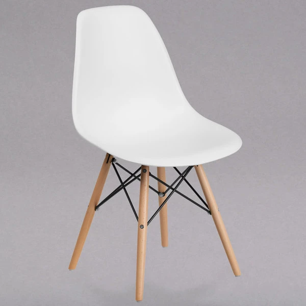 Flash Furniture FH-130-DPP-WH-GG Elon Series White Plastic Accent Side Chair With Wood Base 1 Flash Furniture FH-130-DPP-WH-GG Elon Series White Plastic Accent Side Chair With Wood Base