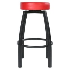 Lancaster Table & Seating Black Backless Barstool With Red Swivel Upholstered Seat -Zown Shop 1647230