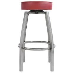 Lancaster Table & Seating Clear Coat Backless Barstool With Crimson Swivel Upholstered Seat 5 Lancaster Table & Seating Clear Coat Backless Barstool With Crimson Swivel Upholstered Seat -Zown Shop 1650857