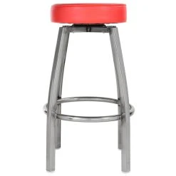 Lancaster Table & Seating Clear Coat Backless Barstool With Red Swivel Upholstered Seat -Zown Shop 1650923