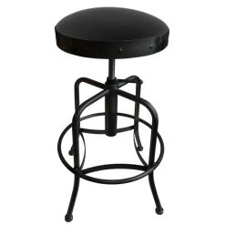 Holland Bar Stool 910BWBlkVinyl Black Wrinkle Steel Height Adjustable Stool With Black Vinyl Seat