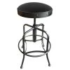 Holland Bar Stool 910CLBlkVinyl Clear Coat Steel Height Adjustable Stool With Black Vinyl Seat
