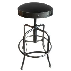 Holland Bar Stool 910CLBlkVinyl Clear Coat Steel Height Adjustable Stool With Black Vinyl Seat