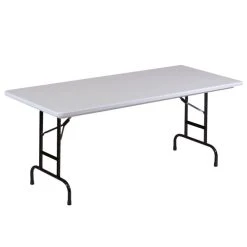 Correll 30" X 72" Gray Granite Adjustable Height Antimicrobial Plastic Folding Table - 22" To 32" Height