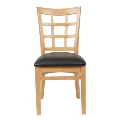 Lancaster Table & Seating Natural Wooden Window Back Chair With 2 1/2" Padded Seat 7 Lancaster Table & Seating Natural Wooden Window Back Chair With 2 1/2" Padded Seat -Zown Shop 1667785
