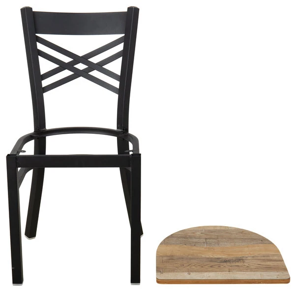 Lancaster Table & Seating Black Finish Cross Back Chair With Driftwood Seat 4 Lancaster Table & Seating Black Finish Cross Back Chair With Driftwood Seat - Image 4