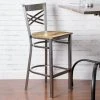 Lancaster Table & Seating Clear Coat Finish Cross Back Bar Stool With Driftwood Seat