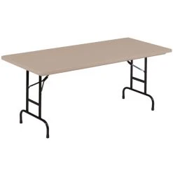 Correll 30" X 60" Rectangular Mocha Adjustable Height Heavy-Duty Blow-Molded Folding Table - 16" To 26" Height