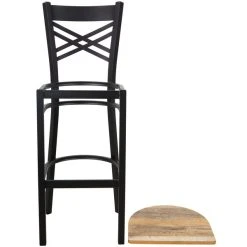 Lancaster Table & Seating Black Finish Cross Back Bar Stool With Driftwood Seat -Zown Shop 1677171
