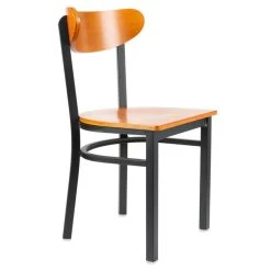 LT&S Boomerang Series Lancaster Table & Seating Boomerang Black Finish Chair With Cherry Wood Seat And Back -Zown Shop 1694931