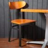LT&S Boomerang Series Lancaster Table & Seating Boomerang Black Finish Chair With Cherry Wood Seat And Back