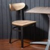LT&S Boomerang Series Lancaster Table & Seating Boomerang Black Finish Chair With Driftwood Seat And Back