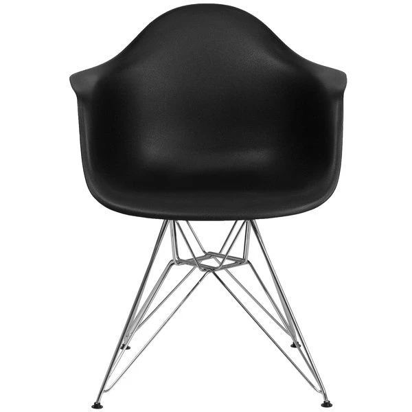 Flash Furniture FH-132-CPP1-BK-GG Alonza Black Plastic Chair With Chrome Base 2 Flash Furniture FH-132-CPP1-BK-GG Alonza Black Plastic Chair With Chrome Base - Image 2