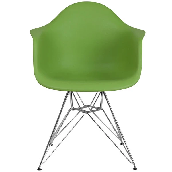 Flash Furniture FH-132-CPP1-GN-GG Alonza Green Plastic Chair With Chrome Base 2 Flash Furniture FH-132-CPP1-GN-GG Alonza Green Plastic Chair With Chrome Base - Image 2