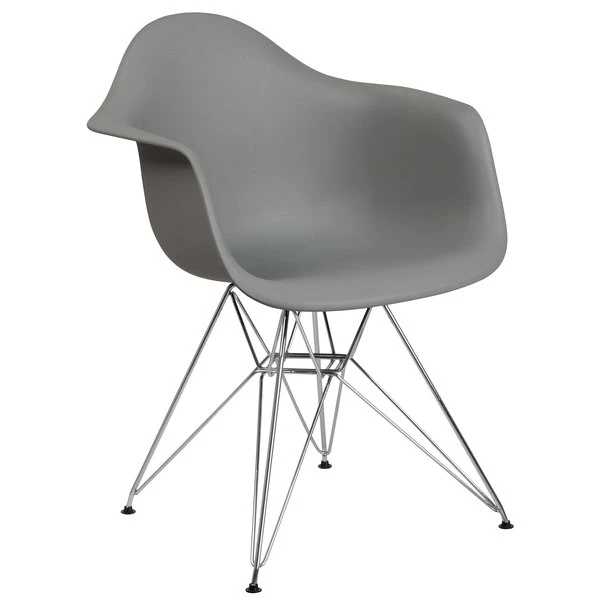 Flash Furniture FH-132-CPP1-GY-GG Alonza Gray Plastic Chair With Chrome Base 1 Flash Furniture FH-132-CPP1-GY-GG Alonza Gray Plastic Chair With Chrome Base