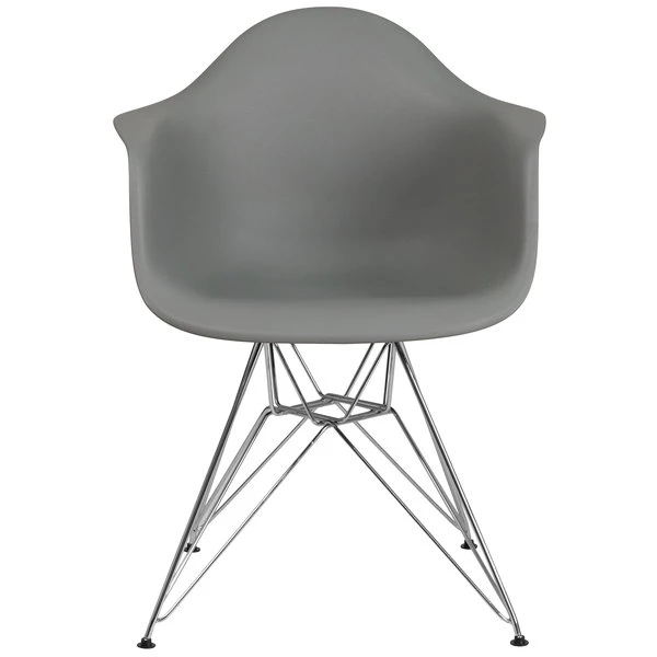 Flash Furniture FH-132-CPP1-GY-GG Alonza Gray Plastic Chair With Chrome Base 2 Flash Furniture FH-132-CPP1-GY-GG Alonza Gray Plastic Chair With Chrome Base - Image 2