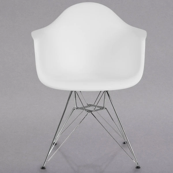 Flash Furniture FH-132-CPP1-WH-GG Alonza White Plastic Chair With Chrome Base 2 Flash Furniture FH-132-CPP1-WH-GG Alonza White Plastic Chair With Chrome Base - Image 2