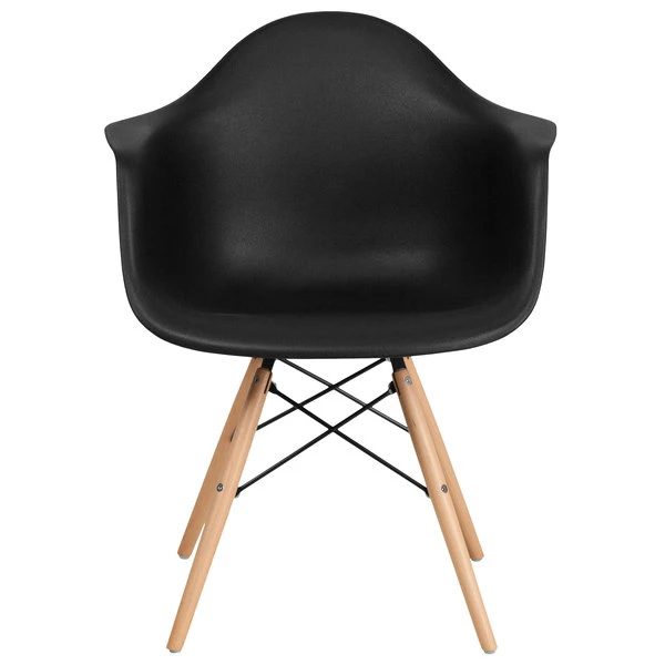 Flash Furniture FH-132-DPP-BK-GG Alonza Black Plastic Chair With Wood Base 2 Flash Furniture FH-132-DPP-BK-GG Alonza Black Plastic Chair With Wood Base - Image 2