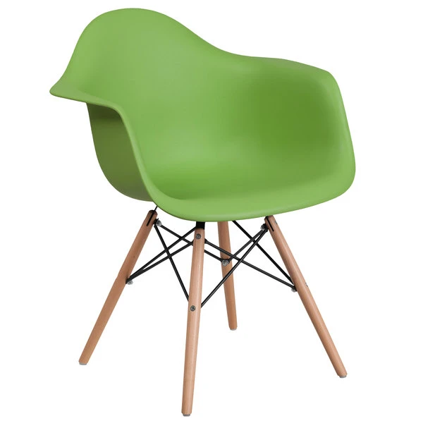 Flash Furniture FH-132-DPP-GN-GG Alonza Green Plastic Chair With Wood Base 1 Flash Furniture FH-132-DPP-GN-GG Alonza Green Plastic Chair With Wood Base