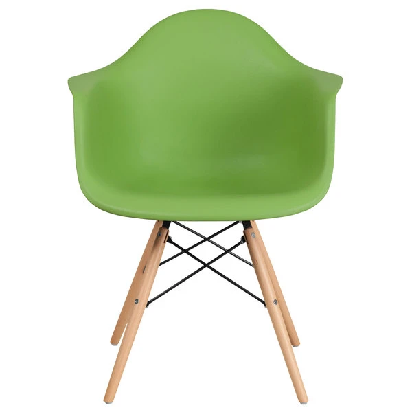 Flash Furniture FH-132-DPP-GN-GG Alonza Green Plastic Chair With Wood Base 2 Flash Furniture FH-132-DPP-GN-GG Alonza Green Plastic Chair With Wood Base - Image 2