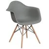 Flash Furniture FH-132-DPP-GY-GG Alonza Gray Plastic Chair With Wood Base