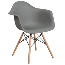 Flash Furniture FH-132-DPP-GY-GG Alonza Gray Plastic Chair With Wood Base
