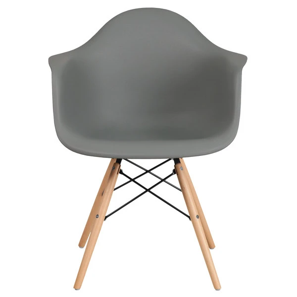 Flash Furniture FH-132-DPP-GY-GG Alonza Gray Plastic Chair With Wood Base 2 Flash Furniture FH-132-DPP-GY-GG Alonza Gray Plastic Chair With Wood Base - Image 2