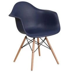 Flash Furniture FH-132-DPP-NY-GG Alonza Navy Plastic Chair With Wood Base