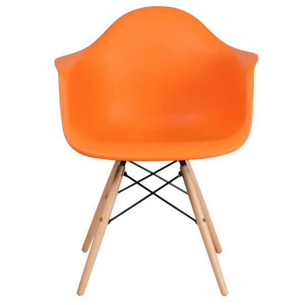 Flash Furniture FH-132-DPP-OR-GG Alonza Orange Plastic Chair With Wood Base 2 Flash Furniture FH-132-DPP-OR-GG Alonza Orange Plastic Chair With Wood Base - Image 2