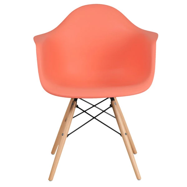 Flash Furniture FH-132-DPP-PE-GG Alonza Peach Plastic Chair With Wood Base 2 Flash Furniture FH-132-DPP-PE-GG Alonza Peach Plastic Chair With Wood Base - Image 2