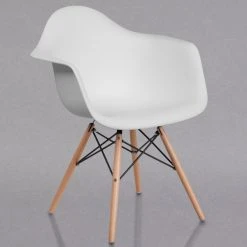 Flash Furniture FH-132-DPP-WH-GG Alonza White Plastic Chair With Wood Base