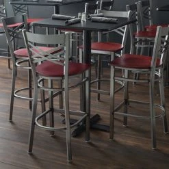 Lancaster Table & Seating Clear Coat Finish Cross Back Bar Stool With Mahogany Wood Seat 5 Lancaster Table & Seating Clear Coat Finish Cross Back Bar Stool With Mahogany Wood Seat -Zown Shop 1710353