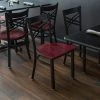 Lancaster Table & Seating Black Finish Cross Back Chair With Mahogany Wood Seat