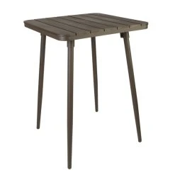 BFM Seating Bayview 32" Square Bar Height Table With Bronze Powder Coat Aluminum Frame And Brown Synthetic Teak Top