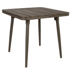 BFM Seating Bayview 32" Square Table With Bronze Powder Coat Aluminum Frame And Brown Synthetic Teak Top