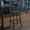 Lancaster Table & Seating Black Finish Cross Back Bar Stool With 2 1/2" Black Vinyl Padded Seat