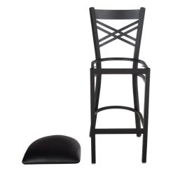 Lancaster Table & Seating Black Finish Cross Back Bar Stool With 2 1/2" Black Vinyl Padded Seat -Zown Shop 1712807