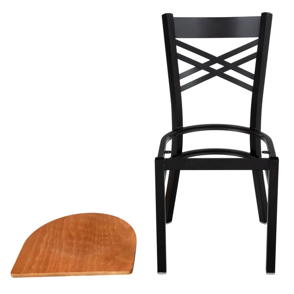 Lancaster Table & Seating Black Finish Cross Back Chair With Cherry Wood Seat 4 Lancaster Table & Seating Black Finish Cross Back Chair With Cherry Wood Seat - Image 4