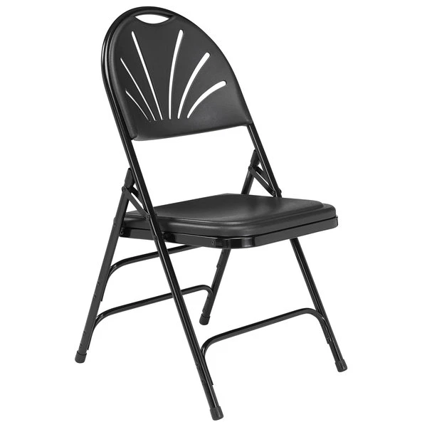 National Public Seating 1110 Black Metal Folding Chair With Black Plastic Seat 2 National Public Seating 1110 Black Metal Folding Chair With Black Plastic Seat - Image 2