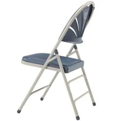 National Public Seating 1115 Gray Metal Folding Chair With Dark Blue Plastic Seat -Zown Shop 1713600