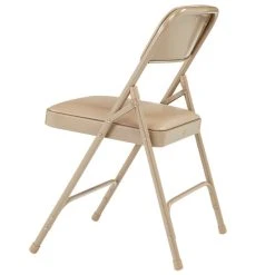 National Public Seating 1201 Beige Metal Folding Chair With 1 1/4" French Beige Vinyl Padded Seat -Zown Shop 1713607