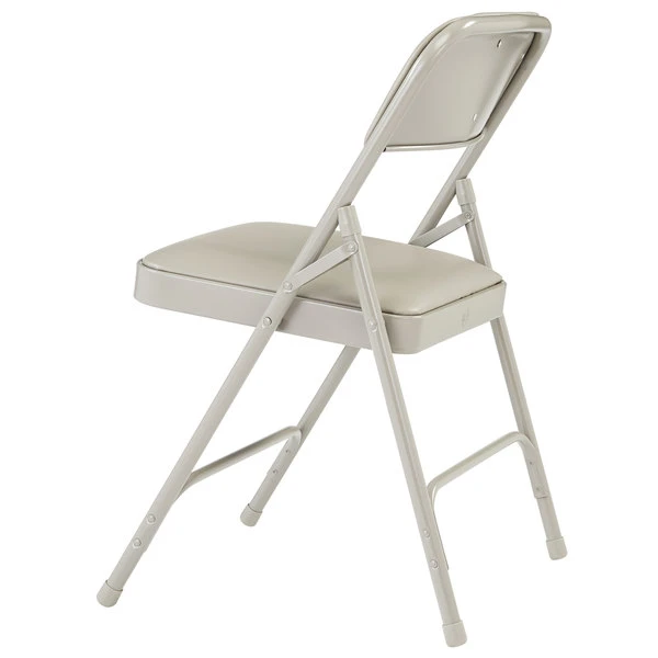 National Public Seating 1202 Gray Metal Folding Chair With 1 1/4" Warm Gray Vinyl Padded Seat 3 National Public Seating 1202 Gray Metal Folding Chair With 1 1/4" Warm Gray Vinyl Padded Seat - Image 3