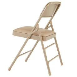 National Public Seating 1301 Beige Metal Folding Chair With 1 1/4" French Beige Vinyl Padded Seat -Zown Shop 1713668